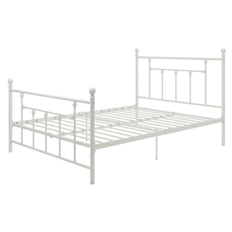 Full size White Metal Platform Bed Frame with Headboard and Footboard