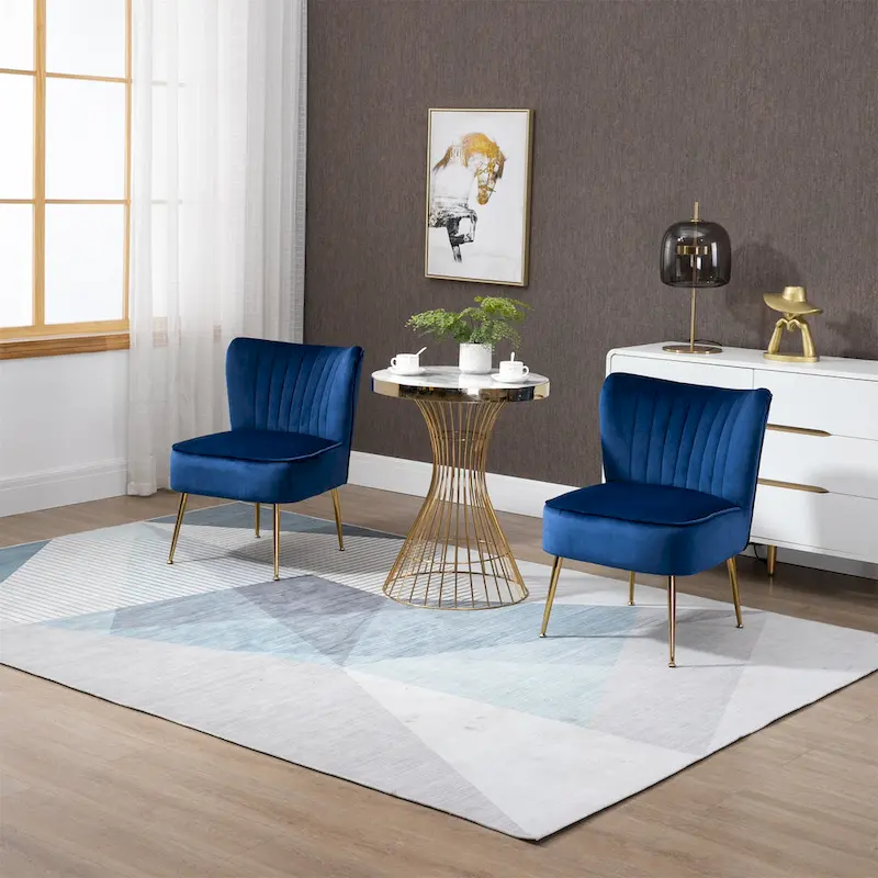 Velvet Upholstered Accent Side Chairs(Set of 2)