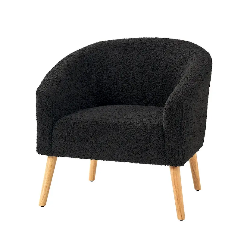 Sheila Modern 31W Boucle Armchair with Solid Wood Legs by HULALA HOME