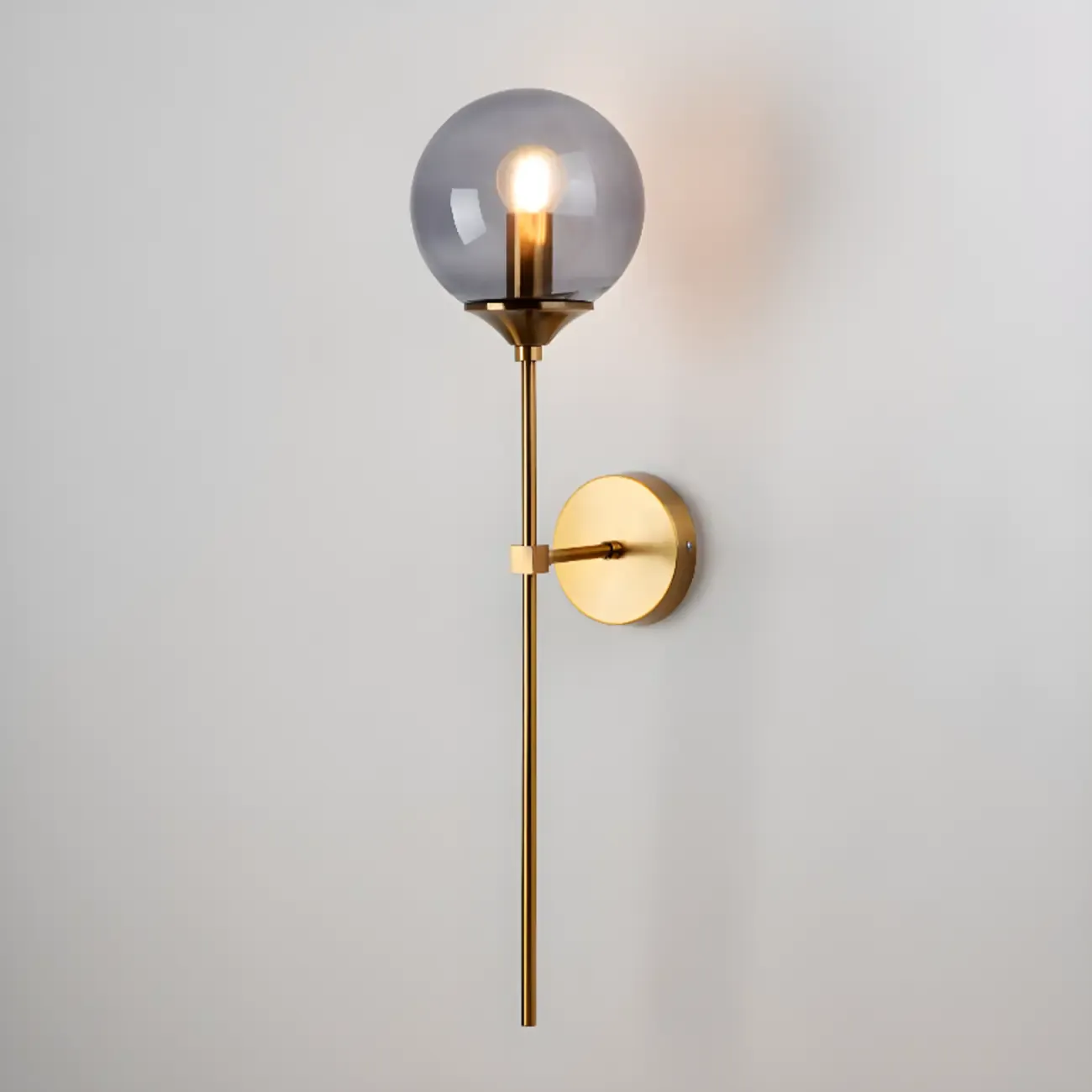 Modern Grey Glass Globe Metal Wall Sconce