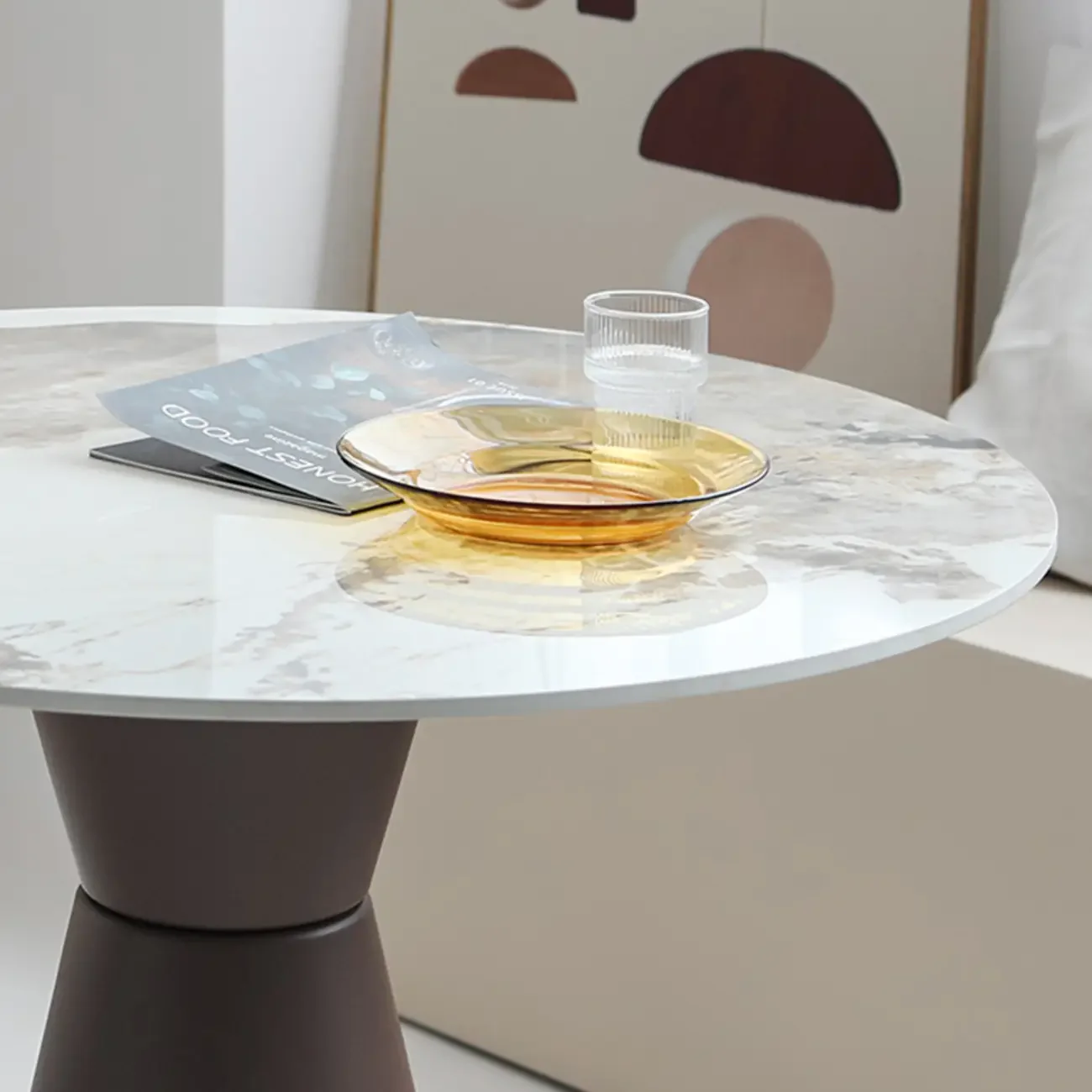 Elegant Pedestal Round White Marble Bar Table