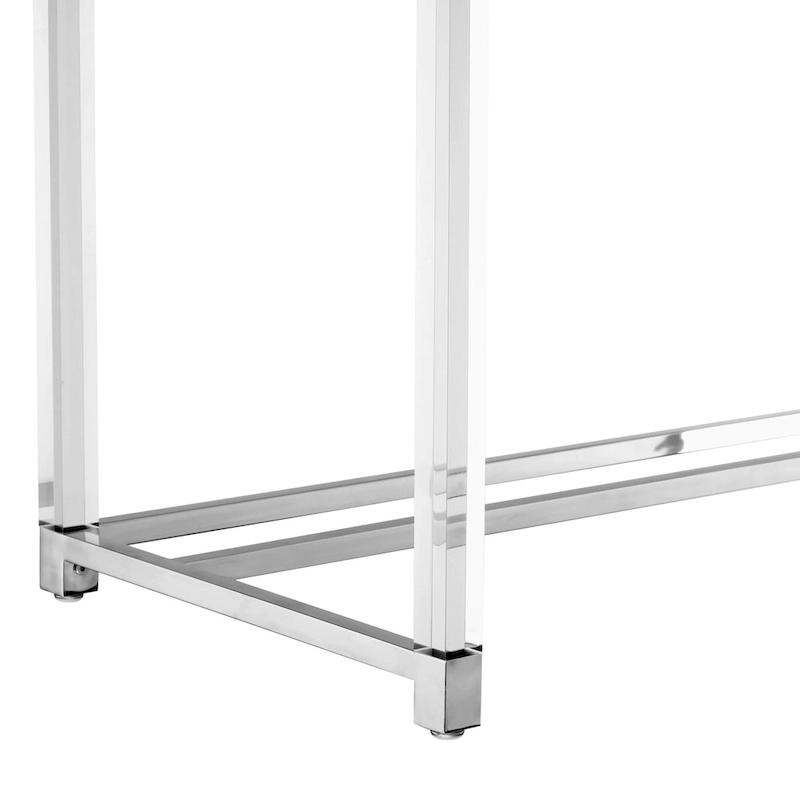 HomeRoots 48 White Clear and Gold Wood Acrylic and Stainless Steel Writing Desk With Two Drawers