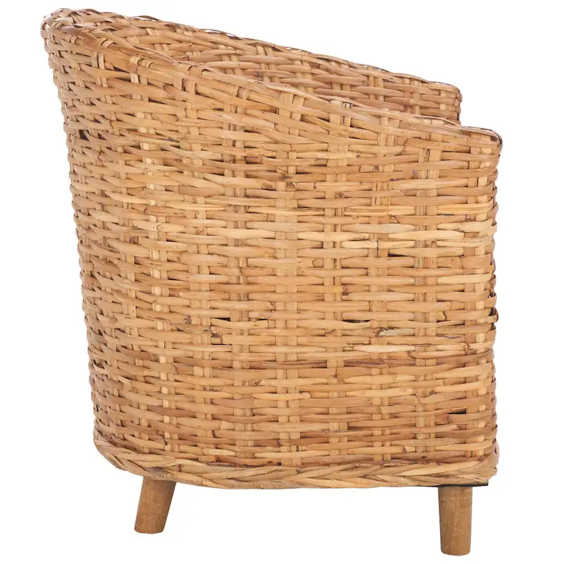 Rattan Barrel Chair with Cushion - 29.1 x 27.2 x 32.7