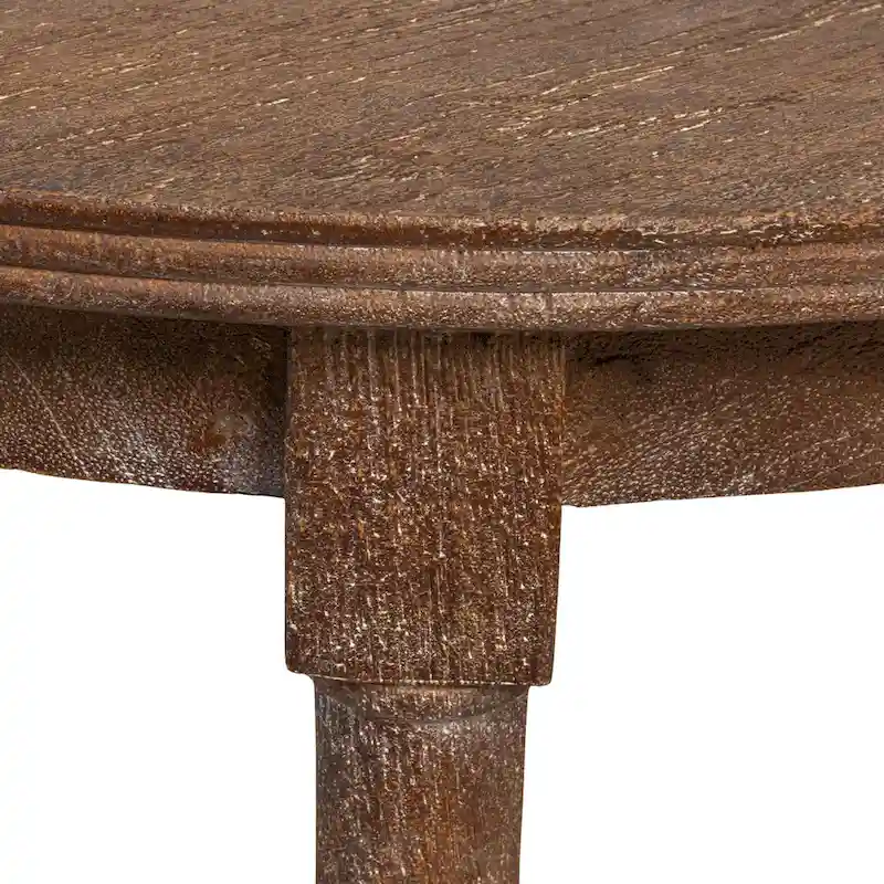 Round Mango Wood Table with 2 Cane Shelves