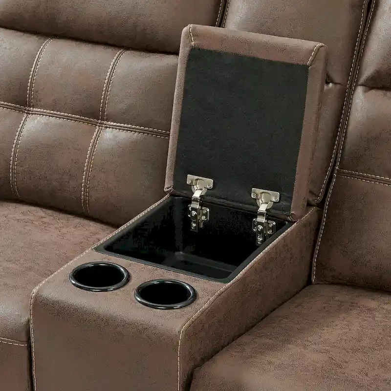 Roundhill Furniture Lesley 2-Piece Living Room Reclining Set, Brown