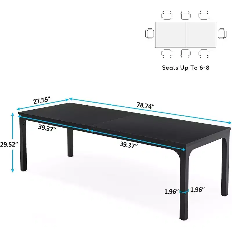 Black Industrial Style 2-Person Extra Long Computer Desk