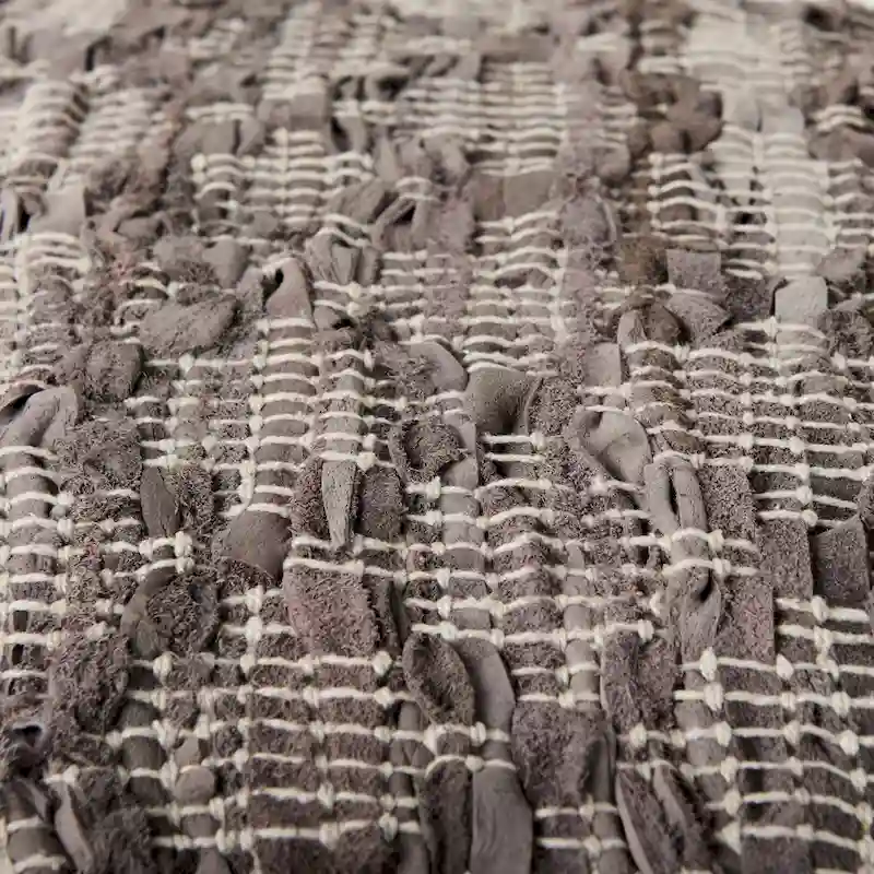 Mercana Falguni Grey Patterned Leather & Cotton Square Pouf