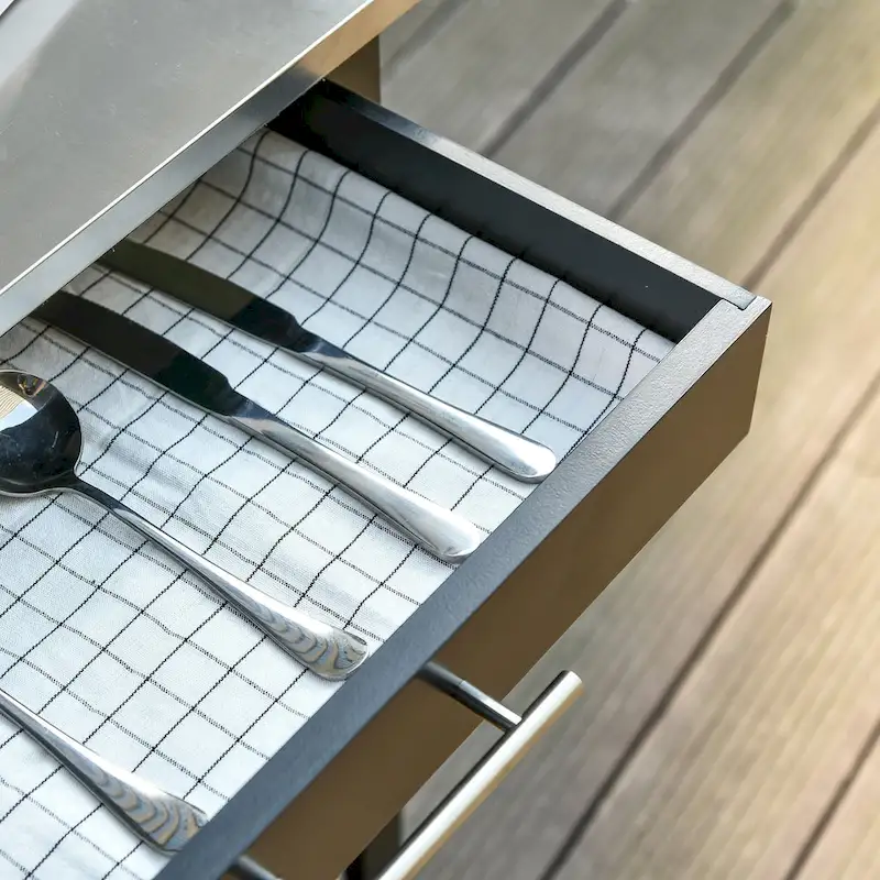 Kitchen island Cart Rolling Trolley Utility Serving Cart with Stainless Steel Tabletop, Wine Rack & Drawer