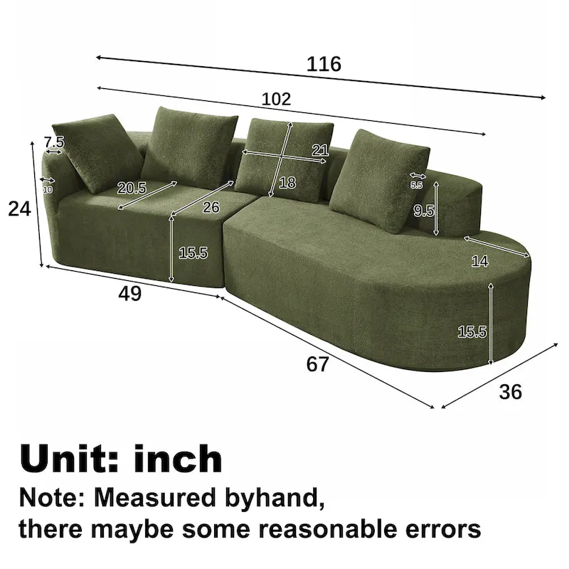 Christopher Knight Home - Olivia Curved Foam Sofa Set - 116L