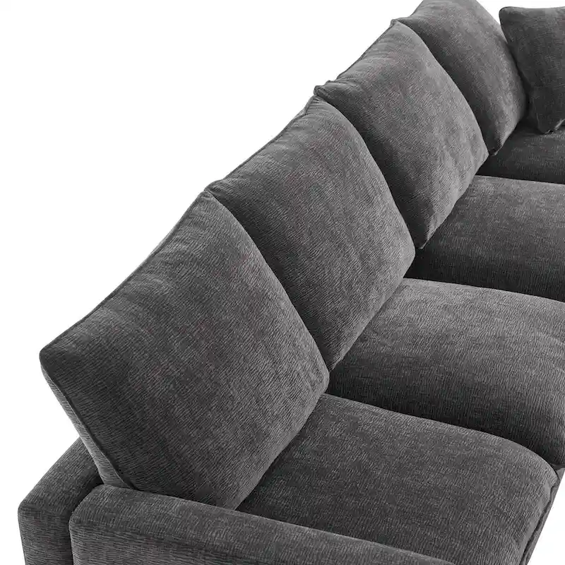Nestfair Modern U Shape Modular Sofa 7 Seat Chenille Sectional Couch Set with 2 Pillows Included