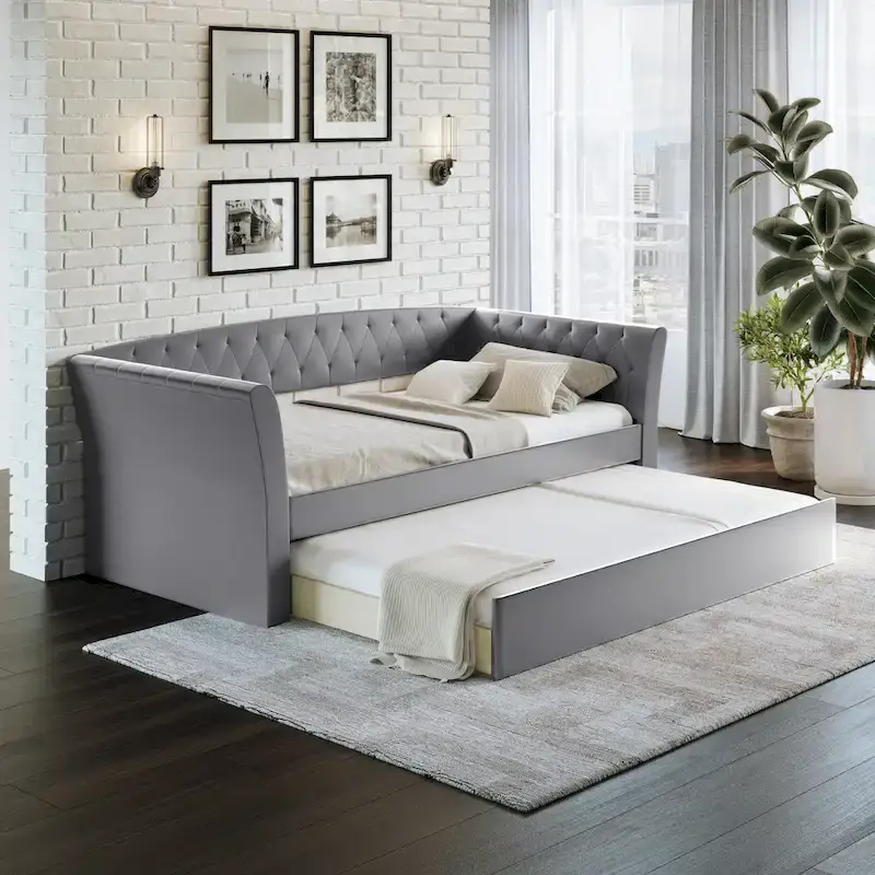 St. Ives Faux Leather Upholstered Day Bed with Trundle