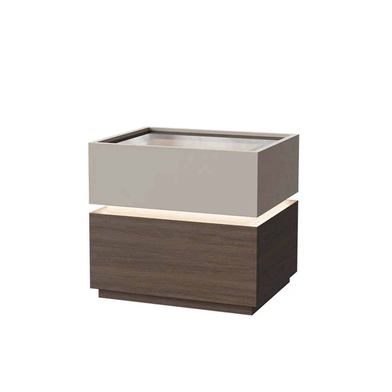 Illuminated Modern Wood Glass Nightstand Storage