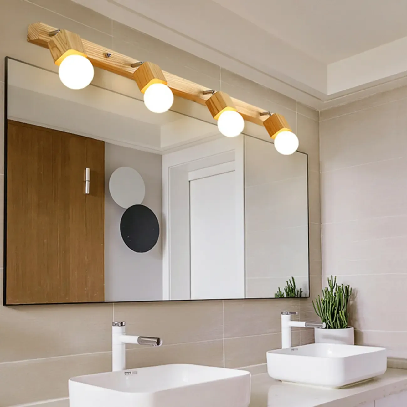3-Light Modern Wooden Linear LED Vanity Lights