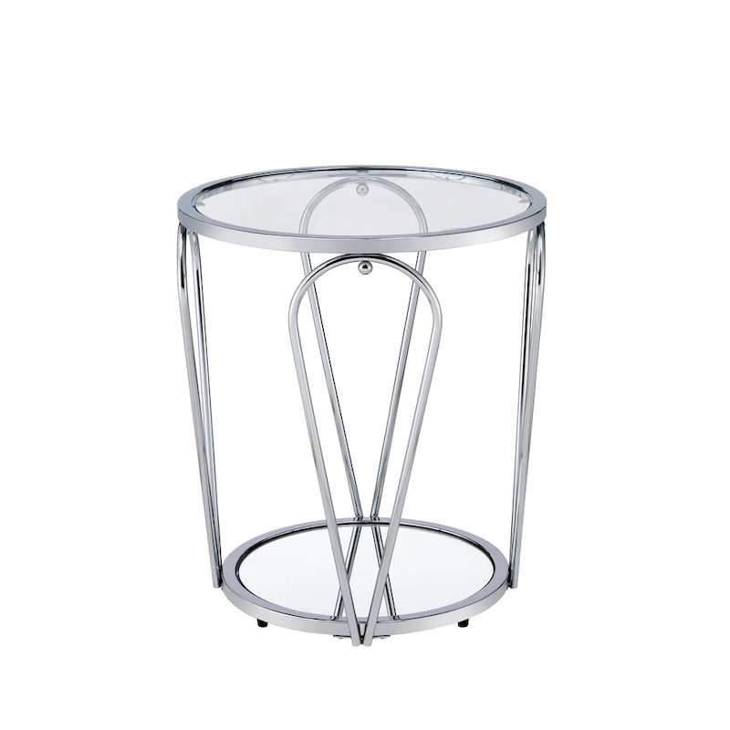 Gables Glam 20-inch Glass Top 1-Shelf End Table by Furniture of America