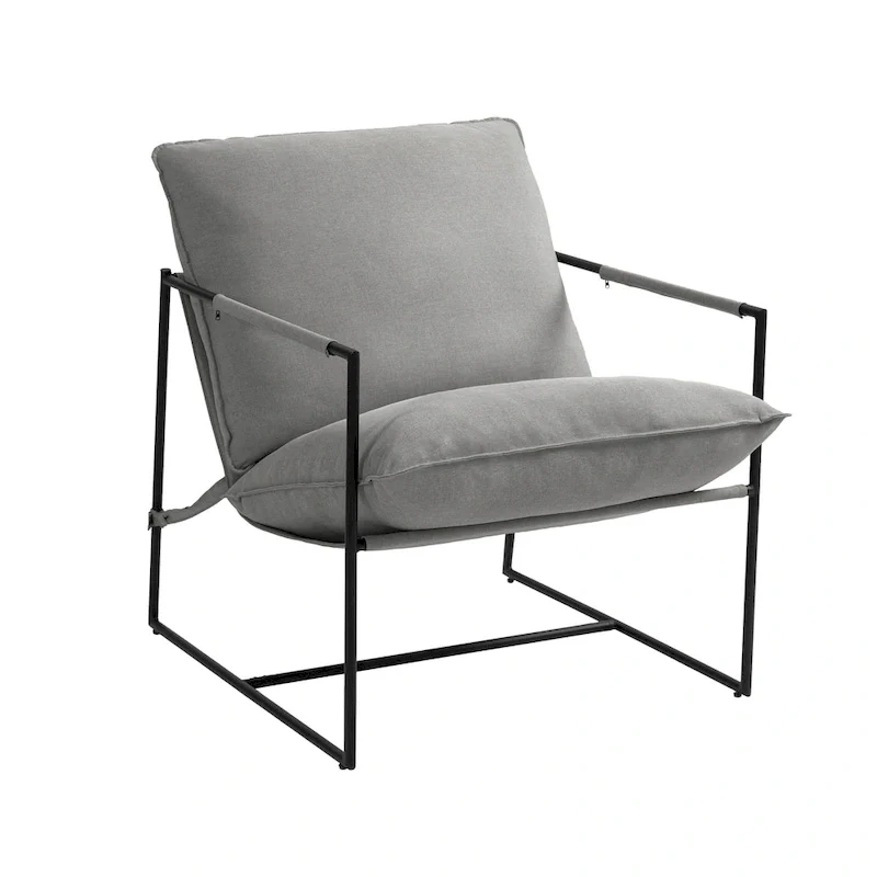Metal Framed Accent Chair Sling Armchair with Bag Cushion