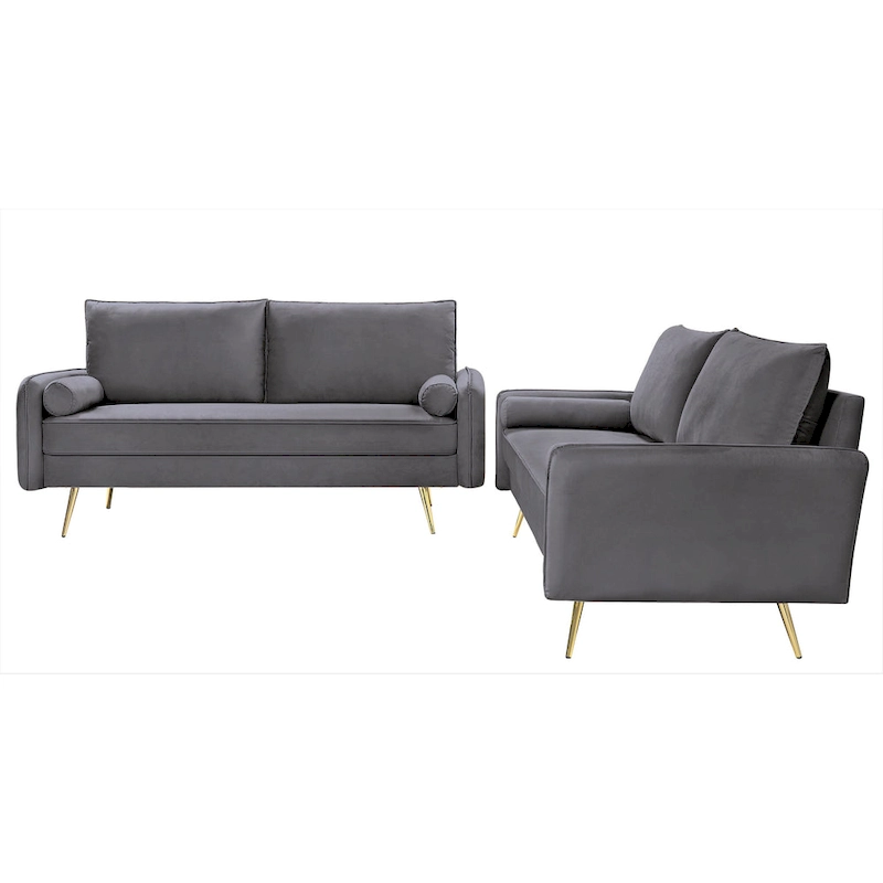 Villeda Velvet Mid-century modern 2PCS living room set