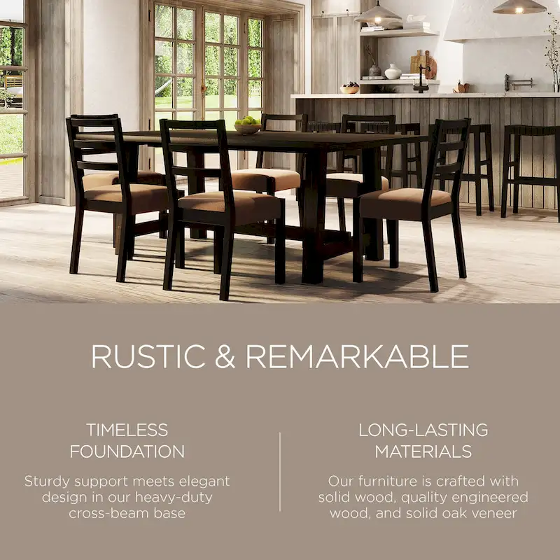 Rectangular Wooden Dining Table (Weathered Black Finish)