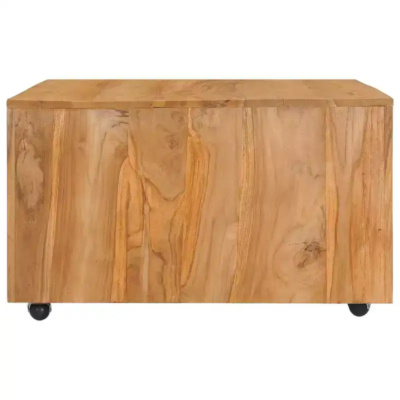 vidaXL Coffee Table Side Table End Sofa Table with Wheels Solid Wood Teak - 31.5 x 31.5 x 15.7