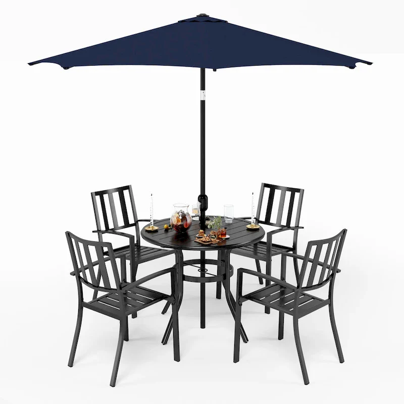 MAISON ARTS 5/6-Piece Patio E-Coating & Stackable Dining Set