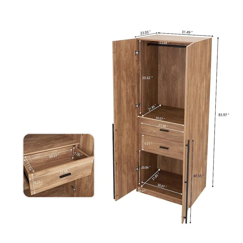 Lee Modern 2.0 Freestanding Wardrobe Closet Armoire