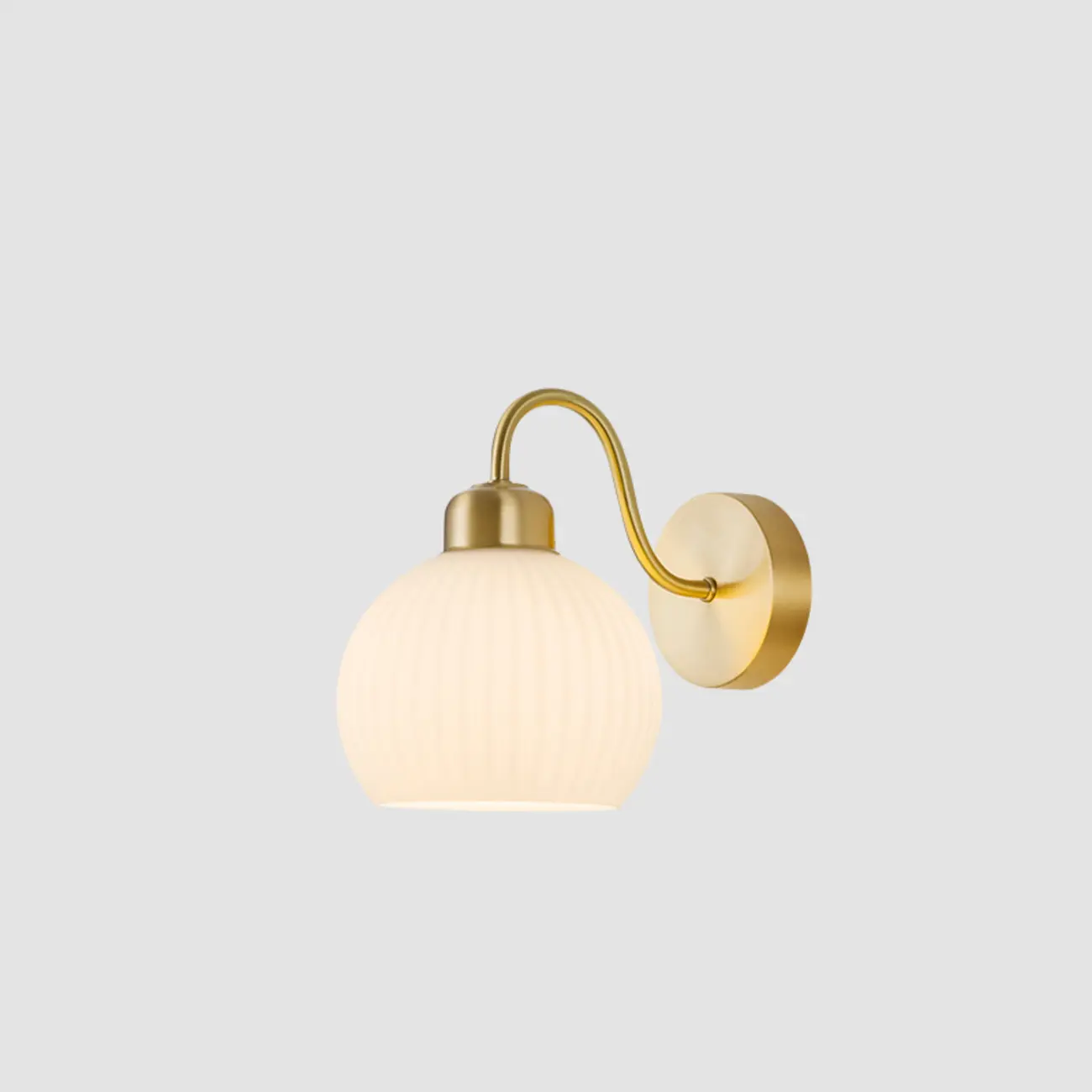 Modern Dual White Glass Dome Brass Wall Lamp