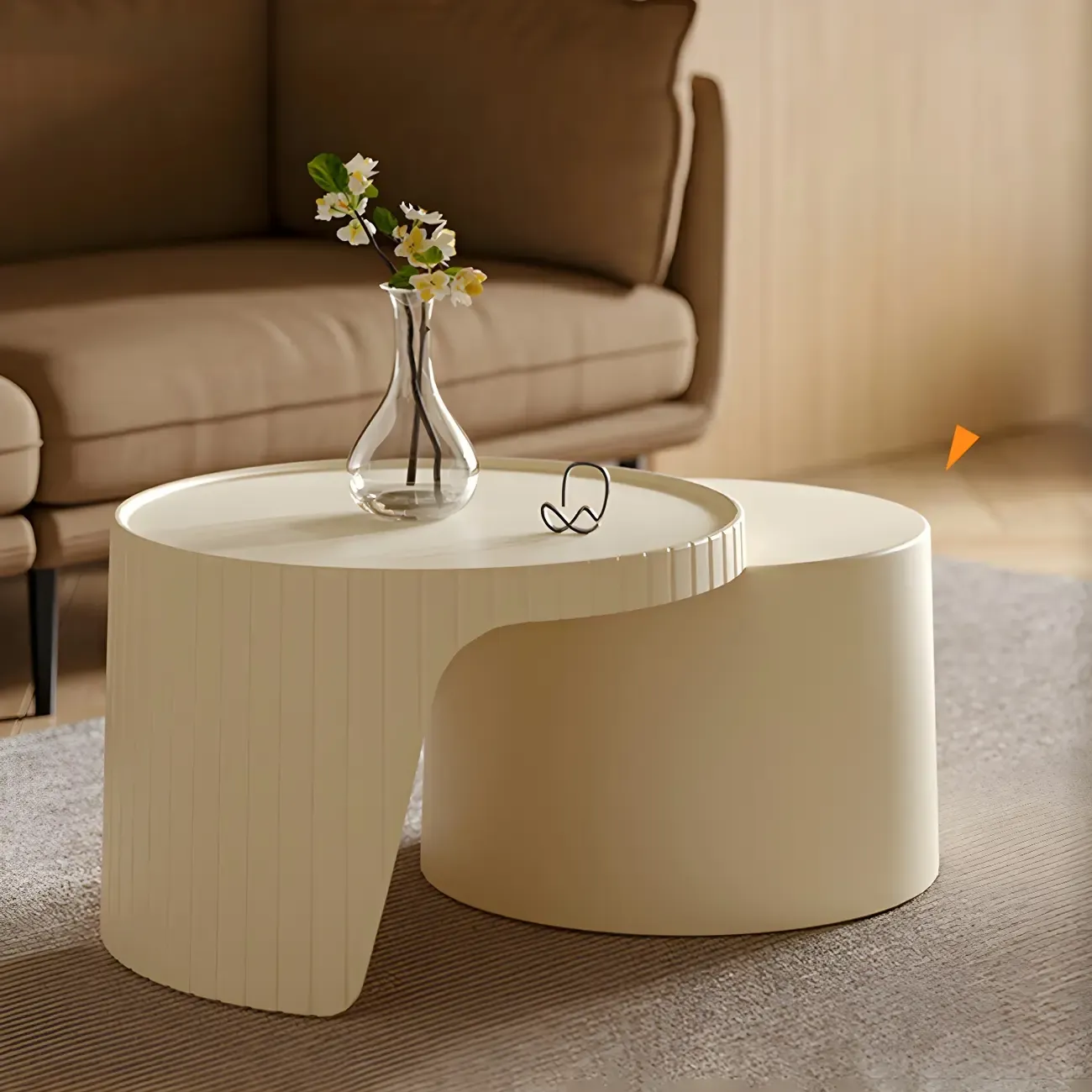 Extendable Acrylic Round Nesting Coffee Table with Tray Top