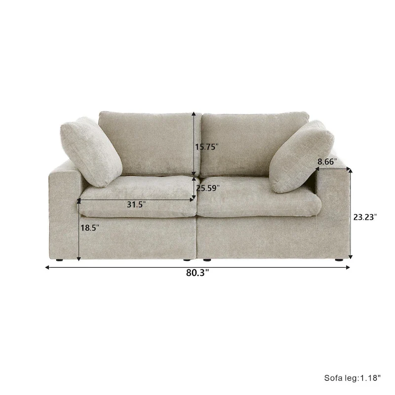 80   Linen Upholstered Loveseat Sofa Sectional Couch