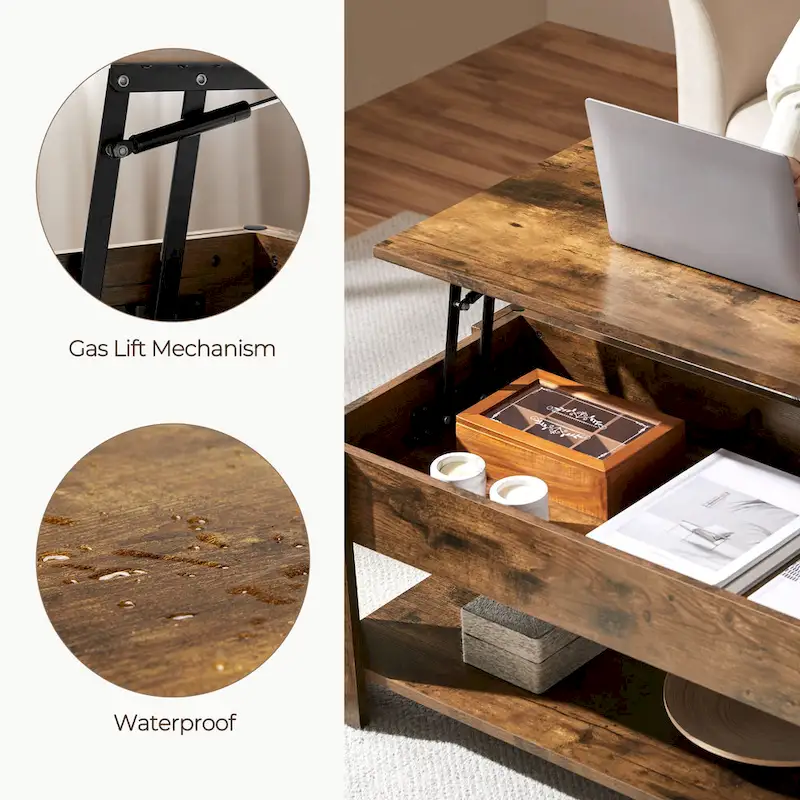 Yaheetech 47.5 Lift Top Coffee Table, Hidden Compartment/ Open Shelf