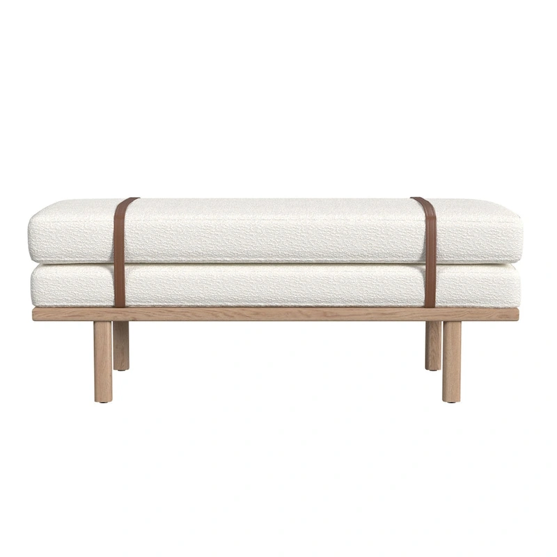 HomePop upholstered Bench with Wood Base