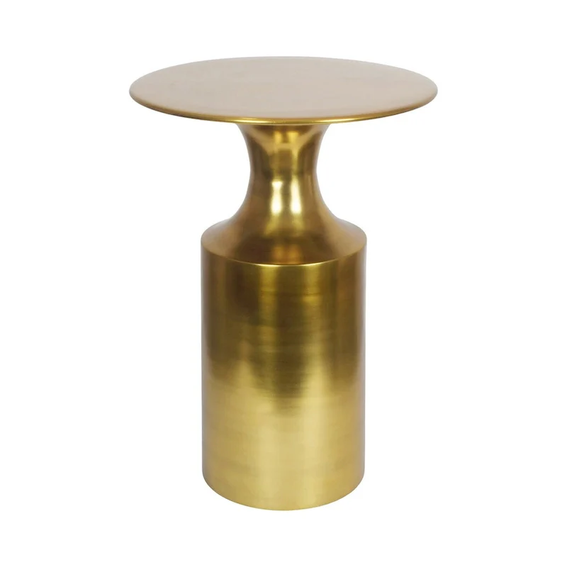 Macari Art Deco Polised Aluminum Accent Table - 14.5W x 14.5D x 21H