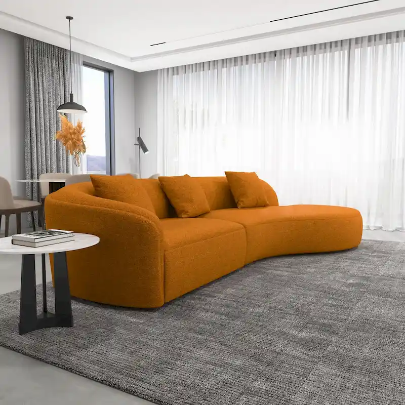 Gallar Japandi Style Luxury Modern French Boucle Curved Sofa