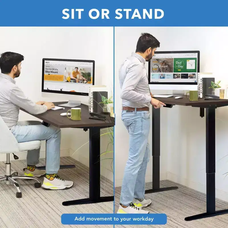 Mount-It! Electric Sit-Stand Desk with Tabletop - Black/Adrift