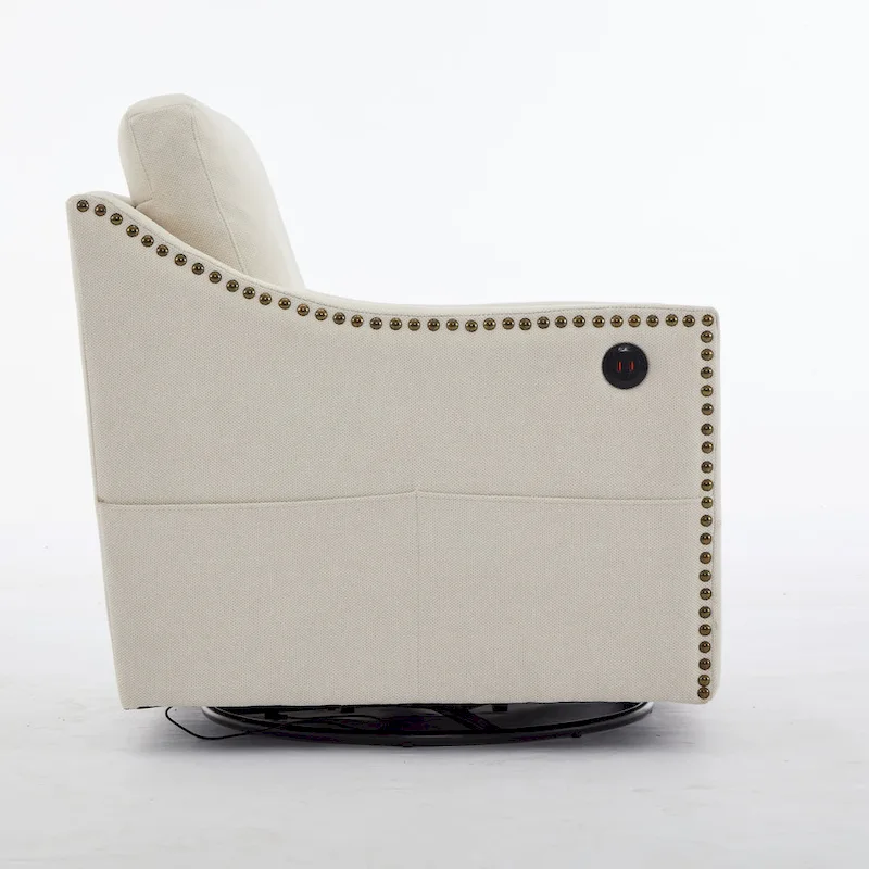 Cream White Modern 30.3 Accent Chair with USB