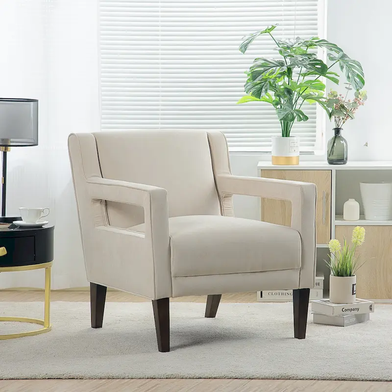 Upholstered Accent Chair with Wood Legs