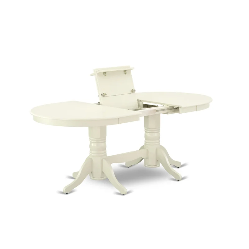East West Furniture Dining Set- an Oval Dining Table and Wood Seat Chairs, Linen White(Pieces Options)