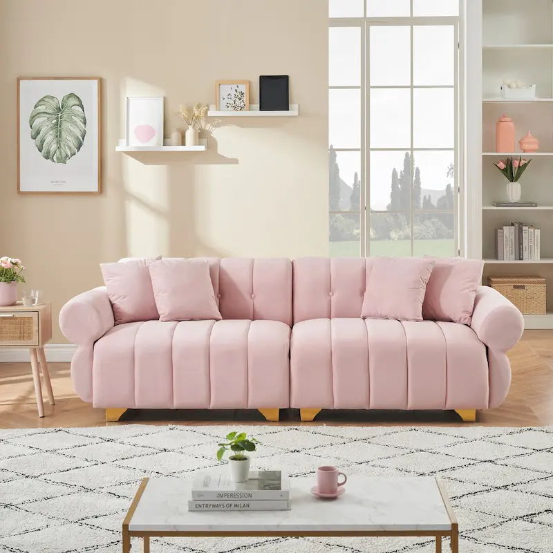 Pink 89 Velvet 3-seater Sofa with Spring-Wrapped Cushions