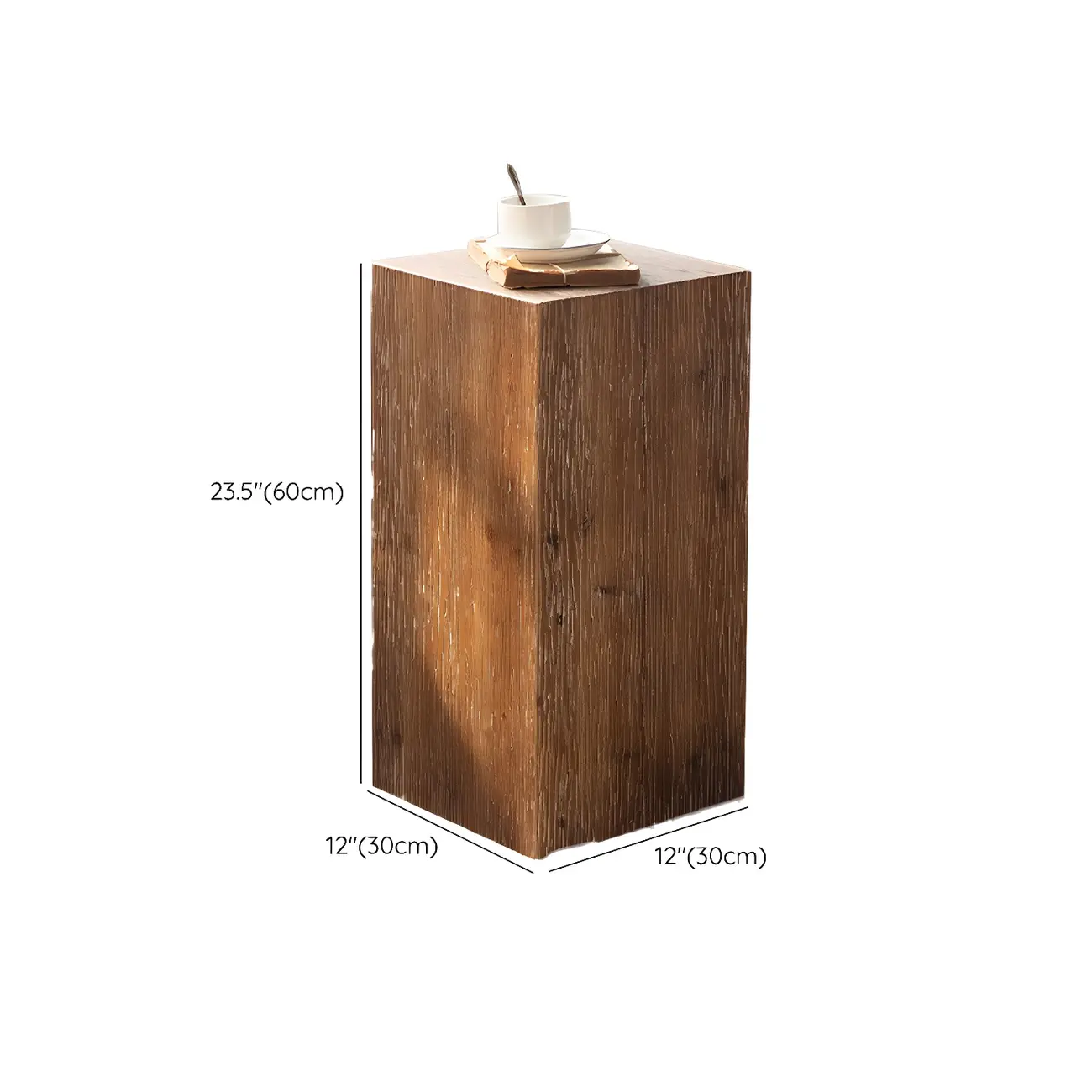 Elegant Geometric Wooden Block Accent Side Table