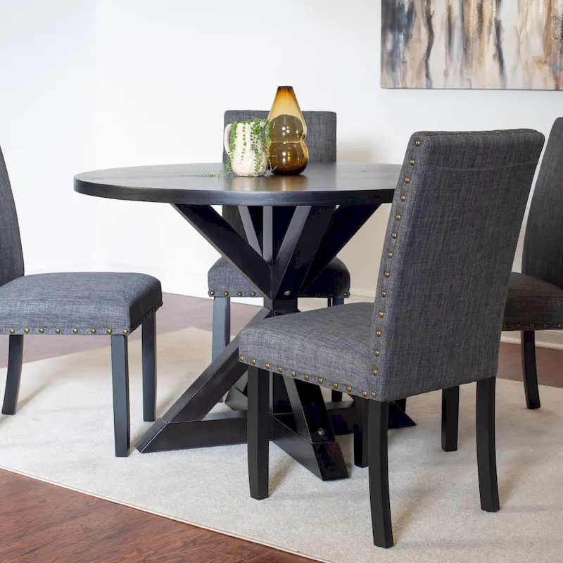 Roundhill Furniture Mytzi 5-piece Dining Set, Cross-Buck Dining Table with 4 Stylish Chairs