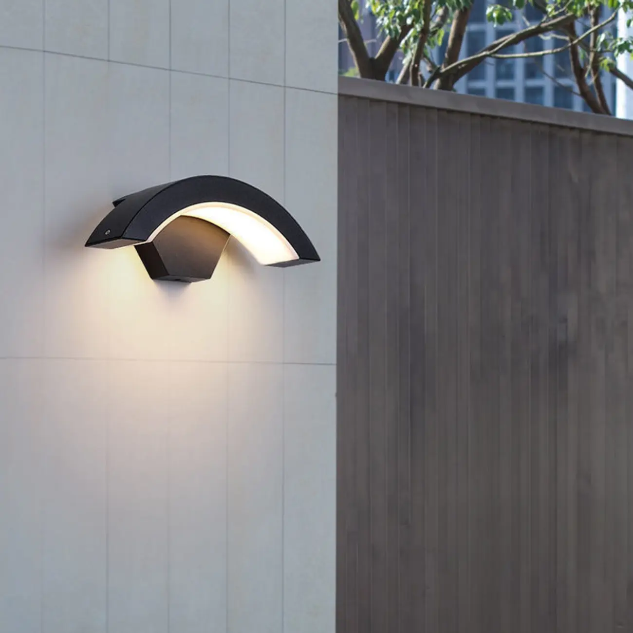 Modern Metal Arc Down Shade LED Outdoor Wall Sconce
