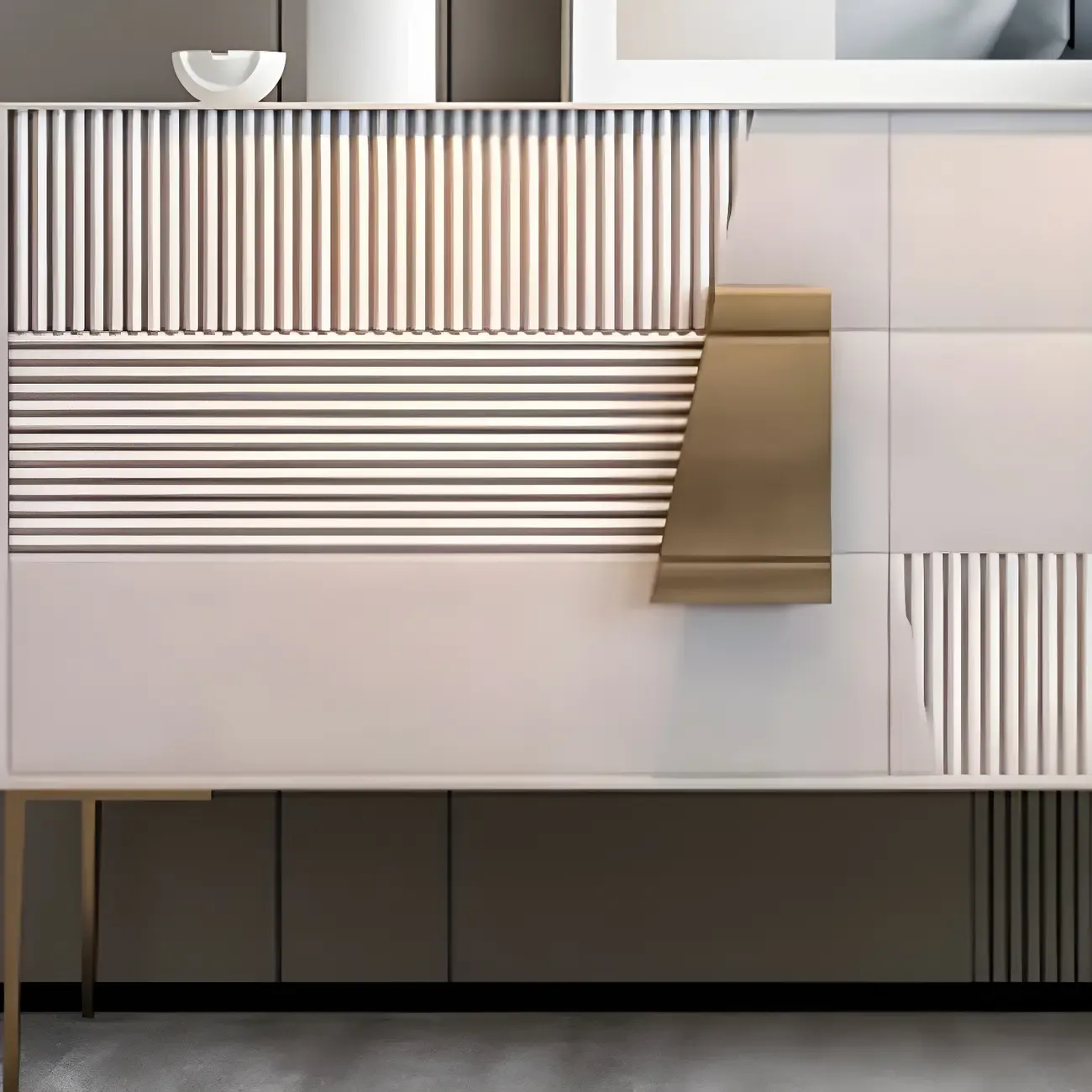 Elegant Espresso Wood Buffet Table with Drawers