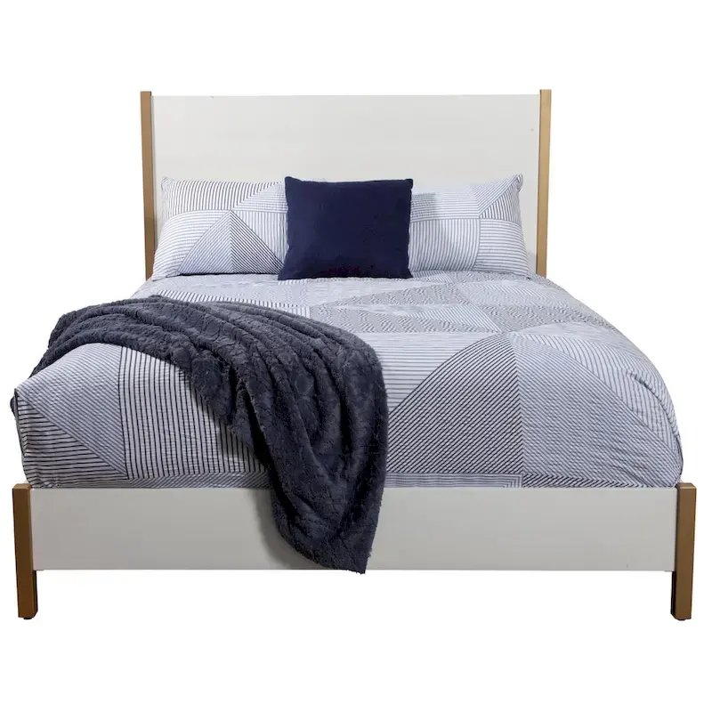 Alpine Furniture Madelyn Wood Panel Bed in White