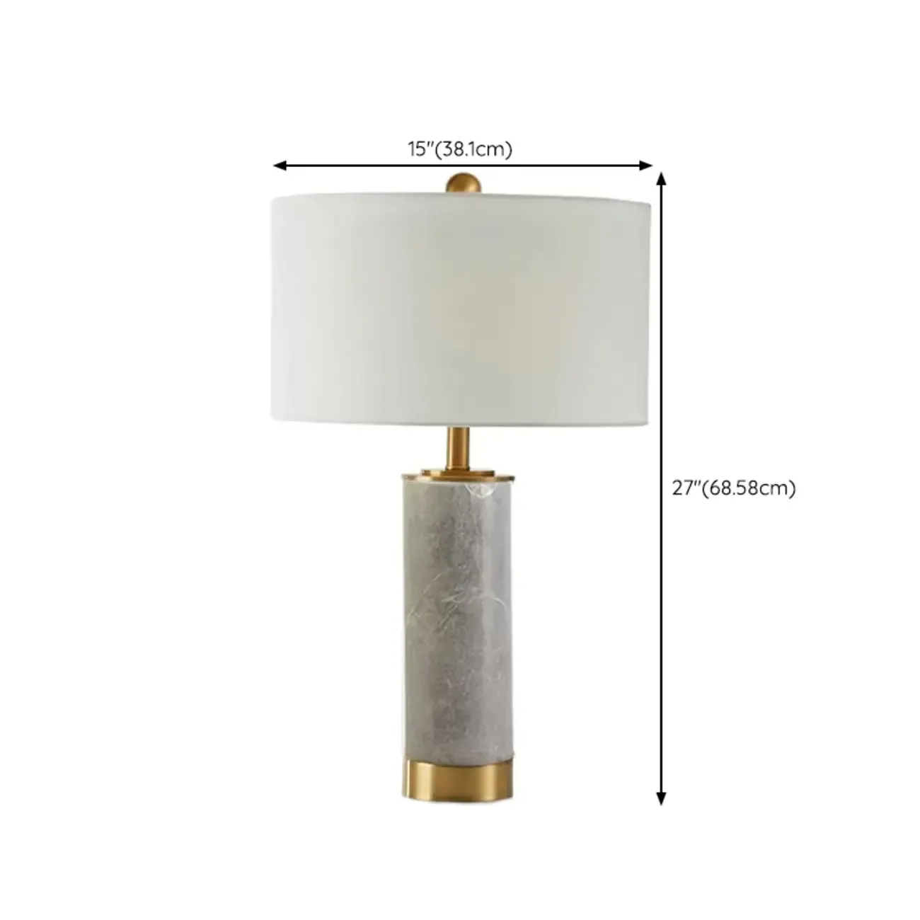 Modern Cylinder Stone Table Lamp with Fabric Shade