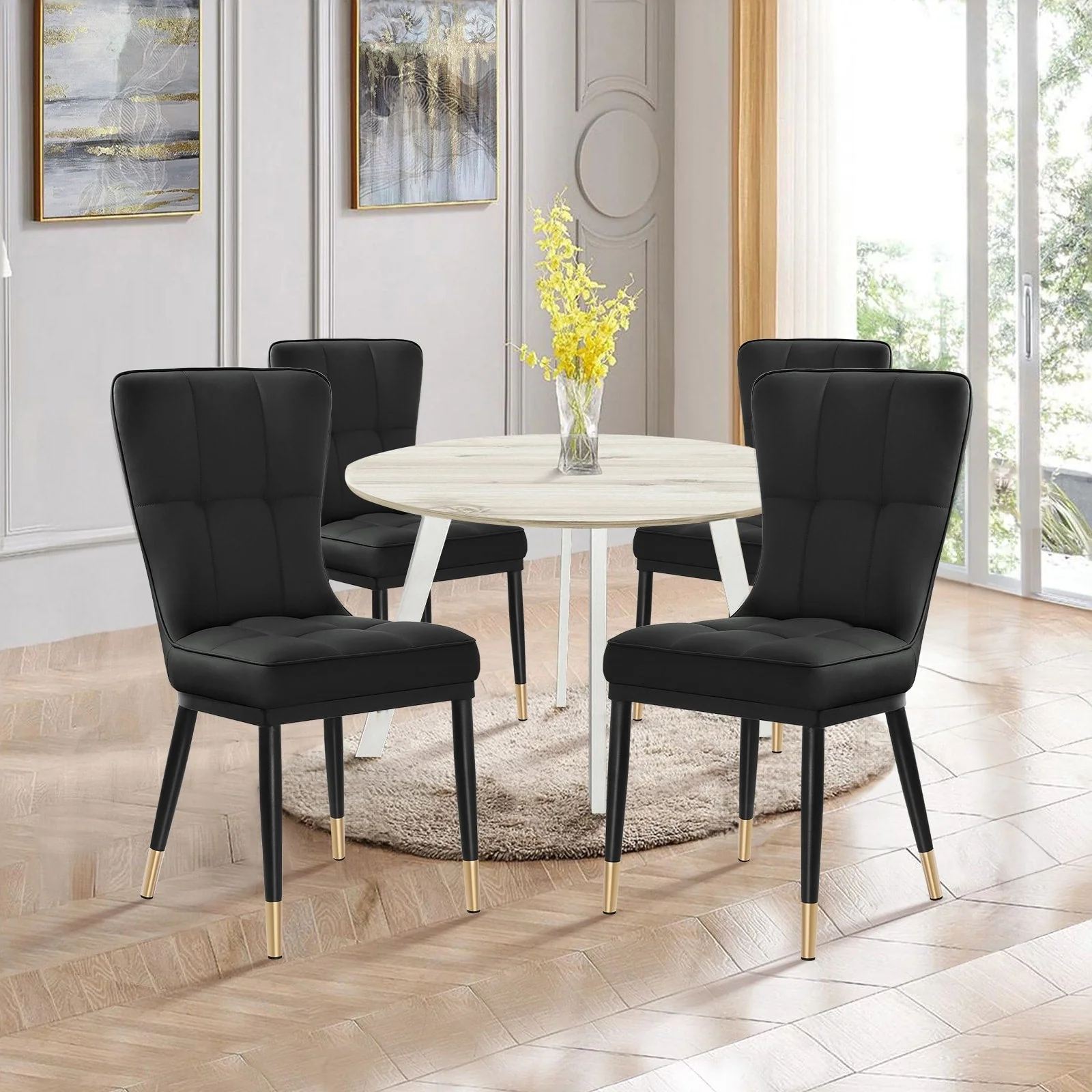 Faux Leather Upholstered Dining Chairs Set of 2/4