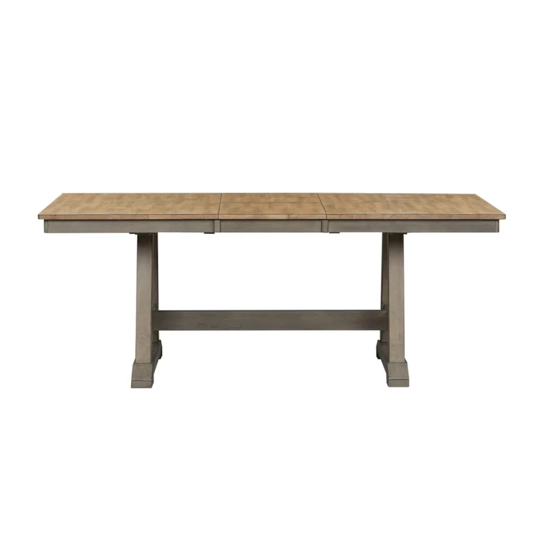 Lindsey Farm Gray and Sandstone 7 Piece Trestle Table Set