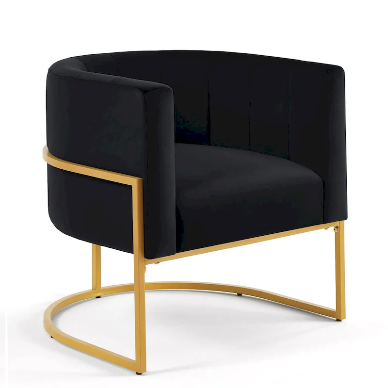 Accent Chair with Golden Metal Stand