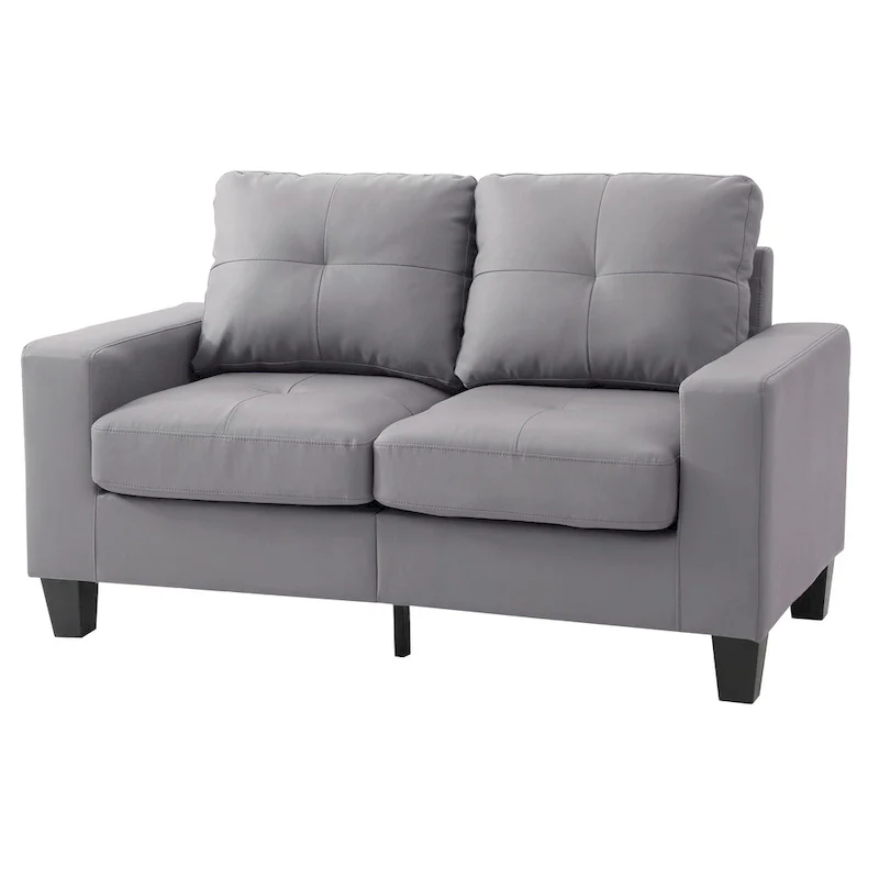 Newbury 58 in. W Flared Arm Faux Leather Straight Sofa - 32L x 58W x 36H
