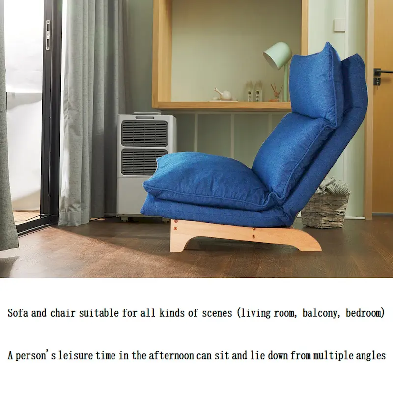 Blue Upholstered Foldable Reclining Leisure Chair - 48.00 x 27.56 x 37.01