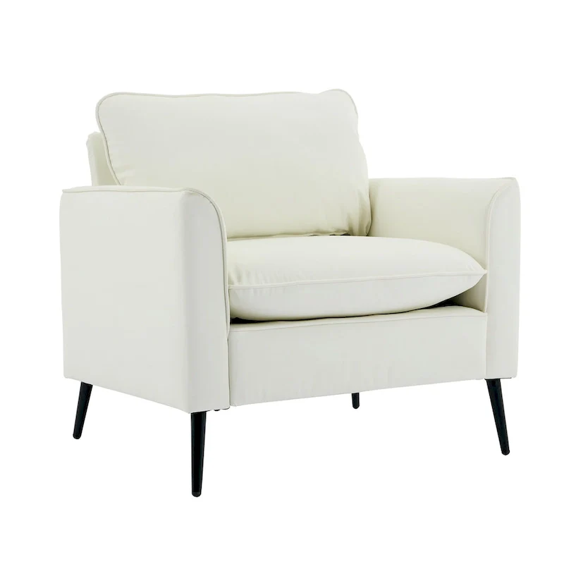 Cat paw leather upholstered sofa 1PC Cream White