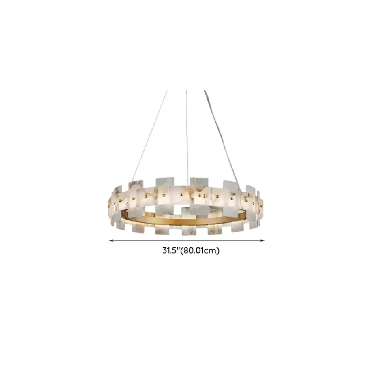 Geometric Gold-White 1-Tier Stone LED Chandelier