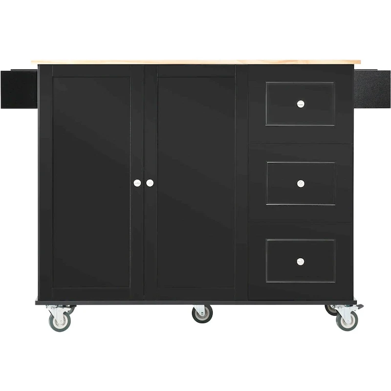 52.7 Inch Width Rolling Mobile Kitchen Island with Locking Wheels